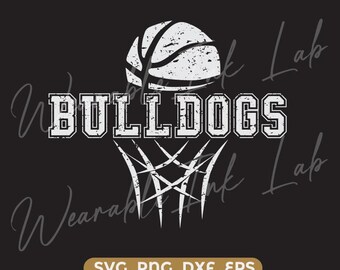 Bulldogs Basketball Distressed SVG cricut cutfile school cheer team Spirit logo (Digital Download)