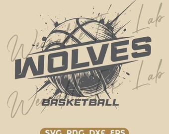 Wolven basketbal SVG cricut cutfile school cheer team Spirit-logo (digitale download)