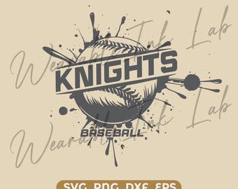 Knights Baseball Splash SVG, School Team Spirit-logo, Cheer Design, Cricut Cut-bestand (digitale download)