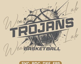 Trojaanse paarden basketbal SVG cricut cutfile school cheer team Spirit-logo (digitale download)