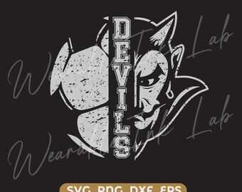 Duivels voetbal verticaal svg dxf png eps cricut cutfile schoolvoetbal cheer verontrust (digitale download)