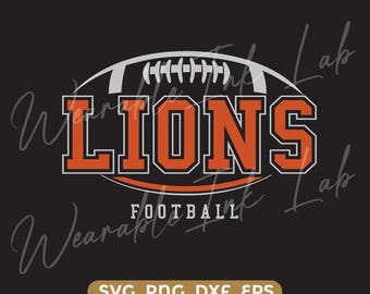 Lions Football svg dxf png eps cricut cutfile school football cheer team Spirit logo (Digital Download)