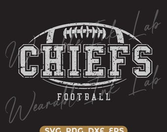 Chiefs Football SVG cricut cutfile school football cheer team Spirit logo (Digital Download)