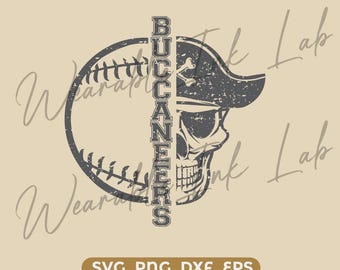 Buccaneers Baseball SVG, Distressed, School Team Spirit Logo, Mascot SVG Cheer Design, Cricut Cut File (Digital Download)