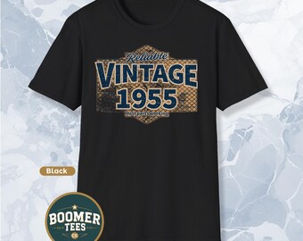 Camiseta vintage de 1955, divertida camiseta de cumpleaños, confiable, la mayoría de las piezas funcionan, regalo para hombres o mujeres de 70 años, humor clásico sobre el envejecimiento.