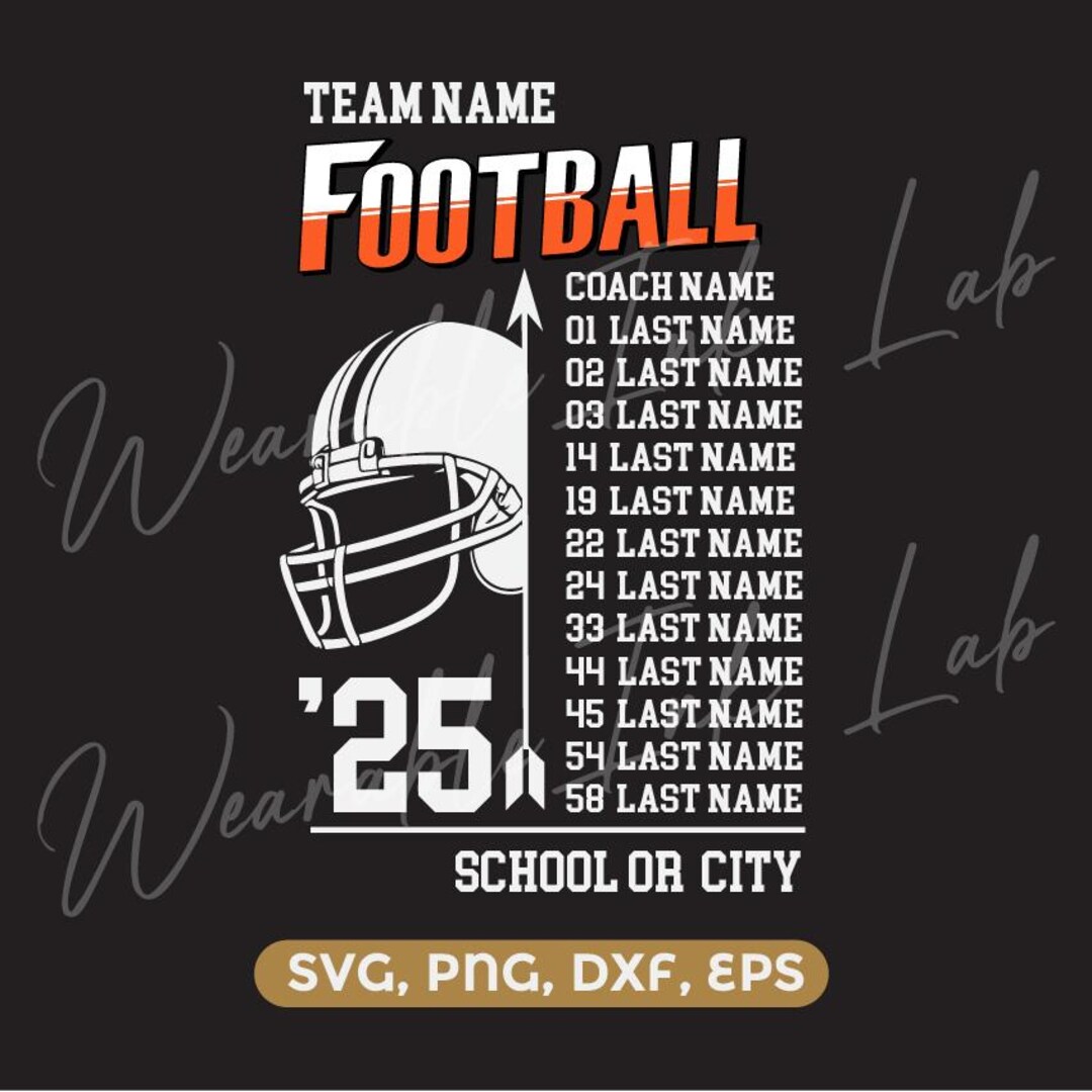 Football Roster Graphics Football Roster SVG – Player List Template Design – Team Lineup Graphic ...
