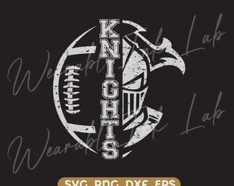 Ridders voetbal verticale SVG noodlijdende cricut cutfile school voetbal cheer team Spirit logo (digitale download)