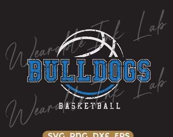 Bulldogs Basketball Distressed SVG cricut cutfile school cheer team Spirit logo (Digital Download)