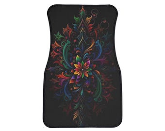 Colorful Floral Car Floor Mat, Auto Accessories, Car Interior Decor, Unique Gift, Car Enthusiast Essentials
