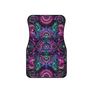 Vibrant Car Mats, Colorful Car Floor Mats, Funky Auto Accessories, Unique Vehicle Decor, Psychedelic Car Interior Mat