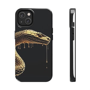 Golden Snake Tough Phone Case, Durable Phone Cover, Gift for Snake Lovers, Unique Phone Case, Animal Themed Accessories
