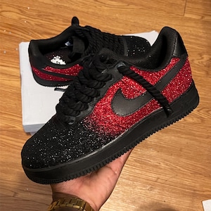 Red & Black Glitter w/Red Bottom Customs Af1s