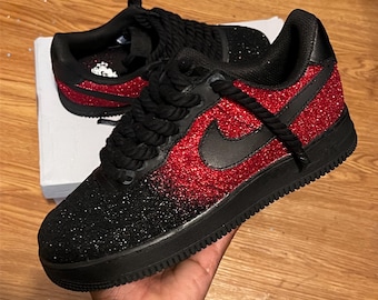 Red & Black Glitter w/Red Bottom Customs Af1s