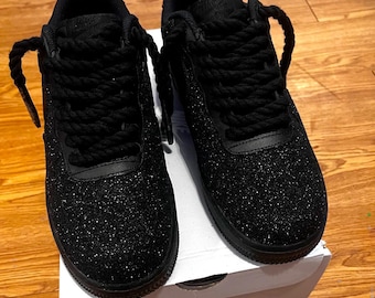 Black Glitter w/Red Bottom Customs Af1s
