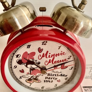 Minnie Mouse Twin Bell Alarm Clock Red Disney Retro