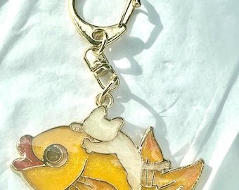 Cat Riding Fish Stained Glass Style Metal Strap