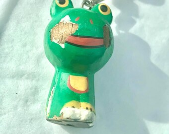 Vintage Wooden Frog Traffic Safety Charm