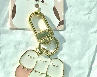Shima Enaga Sweets Metal Keychain Tag AShima Enaga Sanshoku Dango Metal Keychain Japan