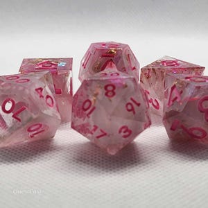 Starlit Petals - Handmade Resin Dice Set 7 piece set