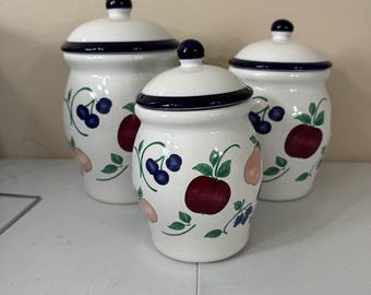 Ensemble de 3 boîtes de rangement vintage Princess House Orchard Medley avec couvercles