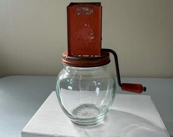 Vintage Hazel Atlas Nut Chopper #5935 Glass Jar