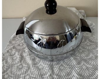 VTG MCM West Bend Penguin Hot/Cold Server Chrome Barware Wood Handles