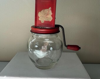 Picadora y molinillo de nueces y nueces moscadas Hazel Atlas Orange vintage