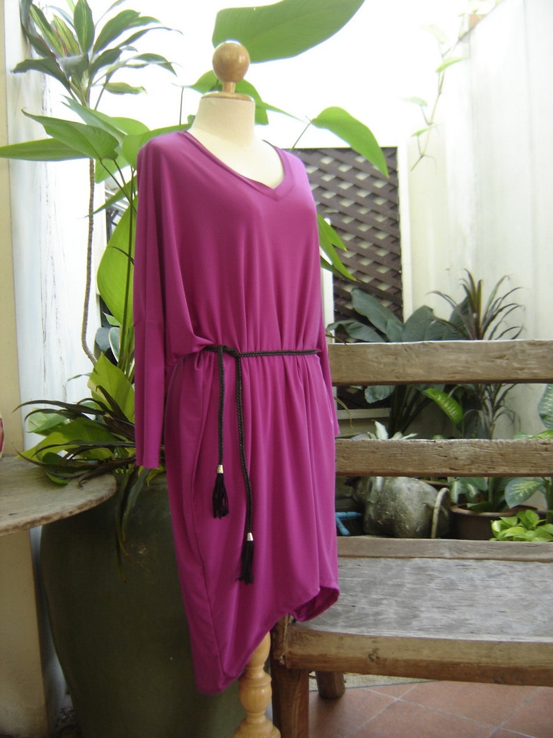 M-XL Soft Spandex V neck Comfy Tunic Violet image 3