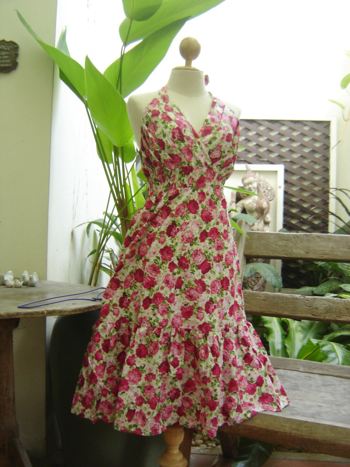 Floral Print Halter Cotton Dress SK130503 PINK Etsy