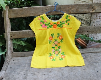 L-XL Bohemian Embroidered Top - Yellow