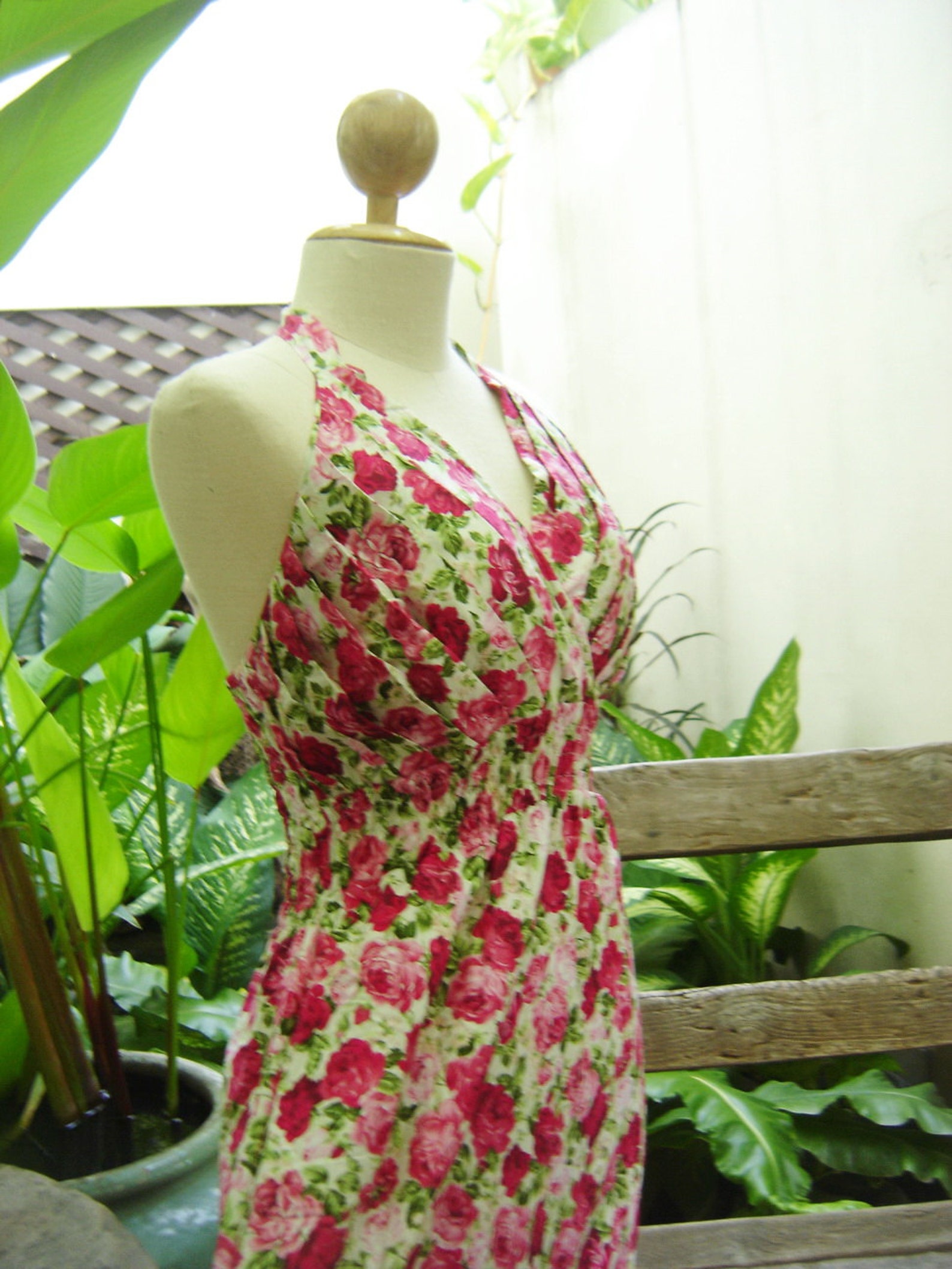 Floral Print Halter Cotton Dress SK130503 PINK Etsy