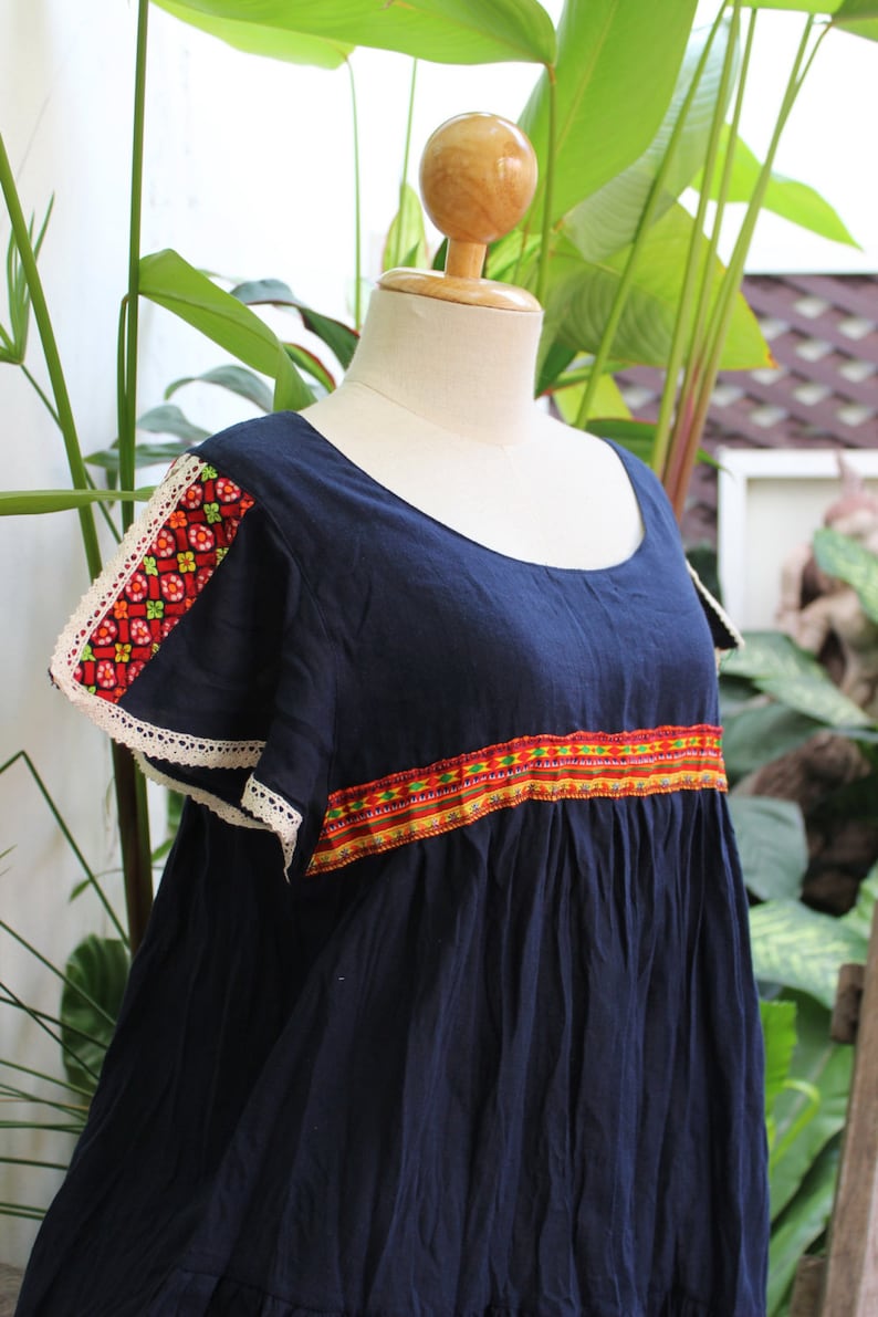 Saranya Split Sleeve Short Tunic Navy Blue image 2