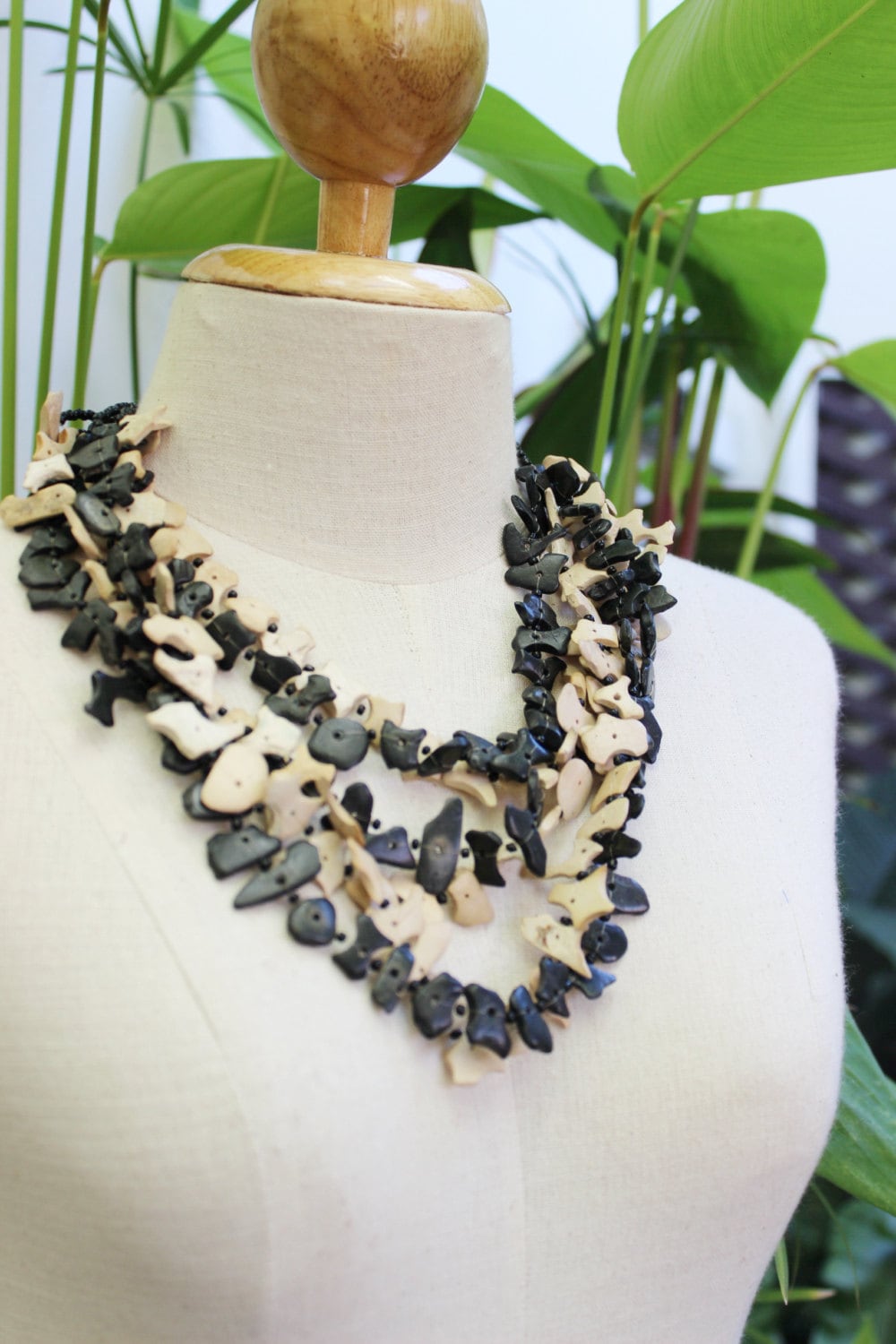 Coconut Shell Beads Necklace Cl1409 07 Etsy