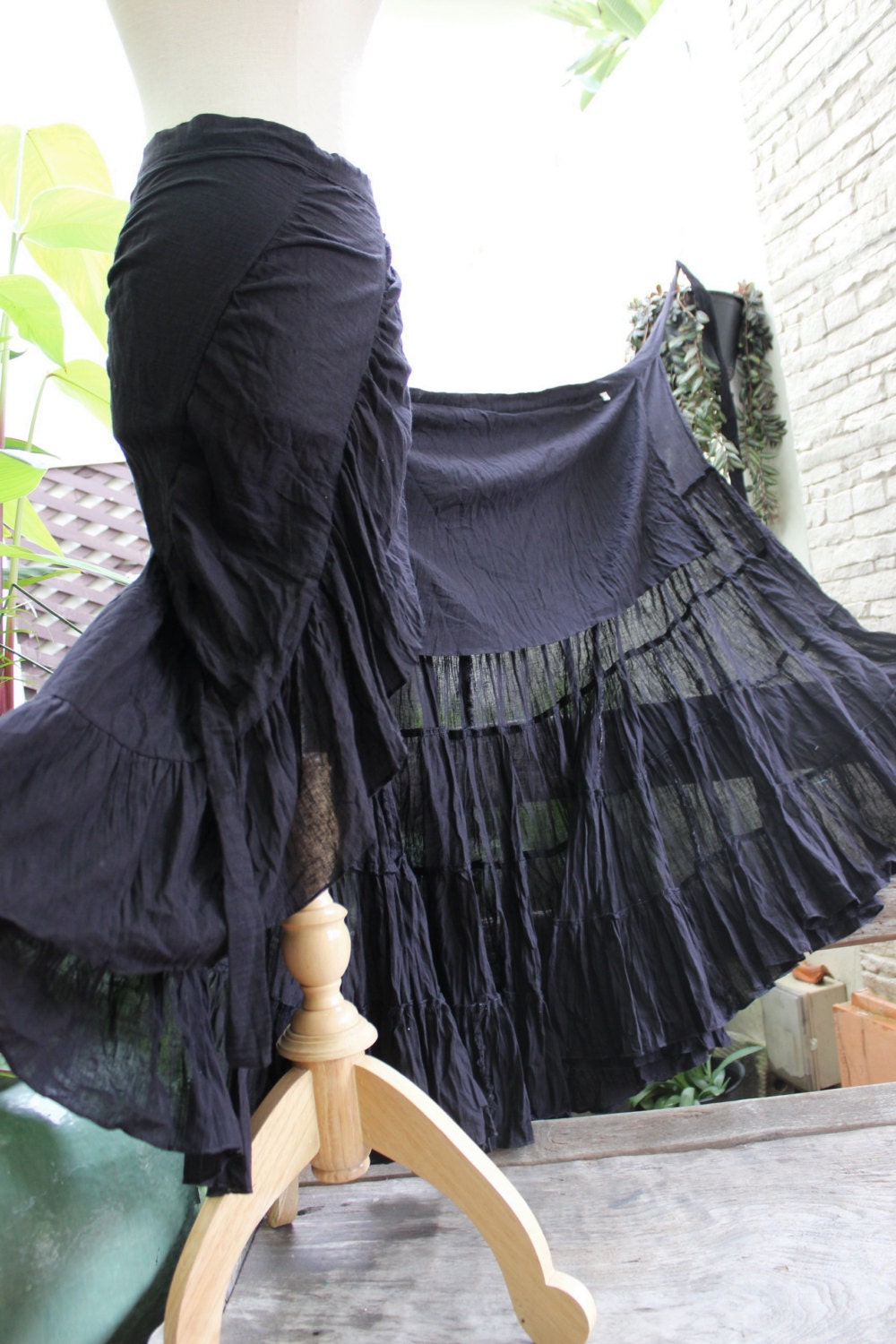 Ariel on Earth Ruffle Wrap Skirt - BLACK - Etsy