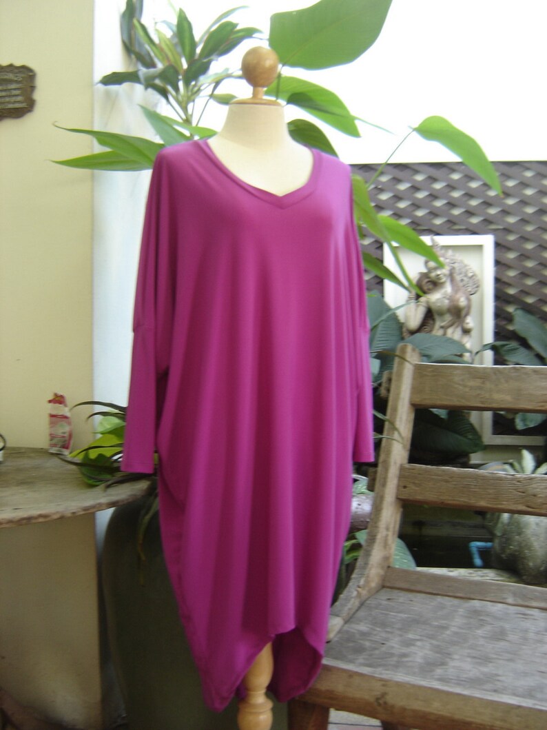 M-XL Soft Spandex V neck Comfy Tunic Violet image 1