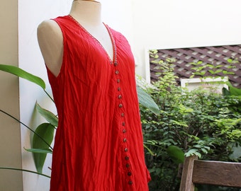 Comfy Roomy V Sleeveless Top - Red