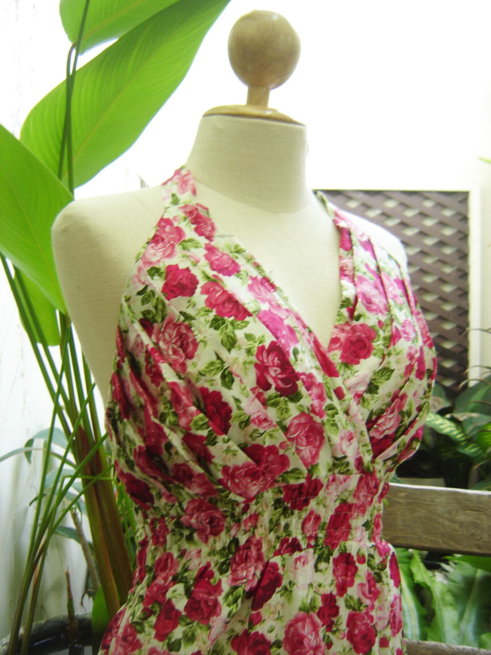 Floral Print Halter Cotton Dress SK130503 PINK Etsy