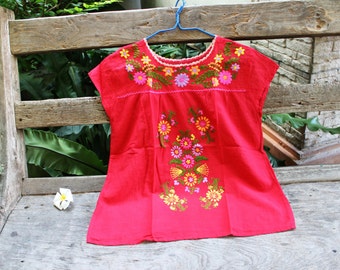 M-L Bohemian Embroidered Top - Red