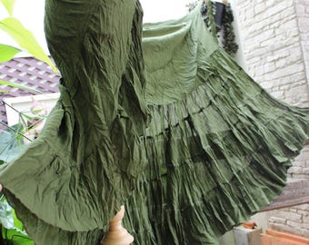 Ariel on Earth Ruffle Wrap Skirt - Olive Green