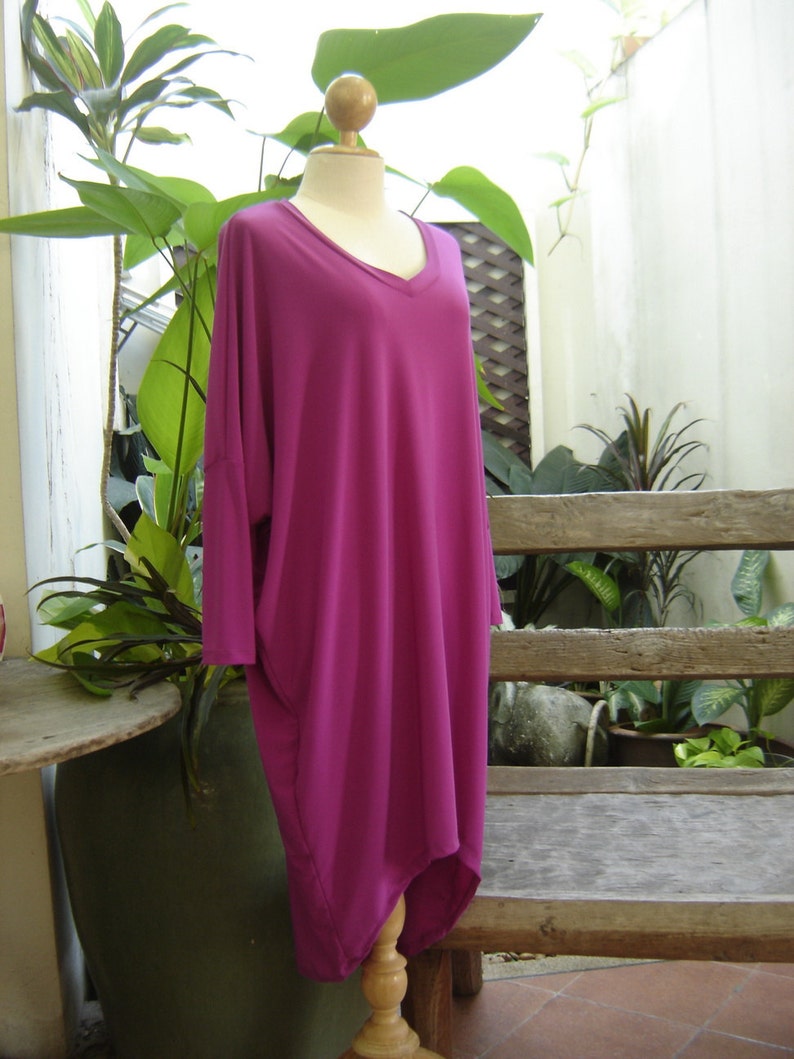 M-XL Soft Spandex V neck Comfy Tunic Violet image 2