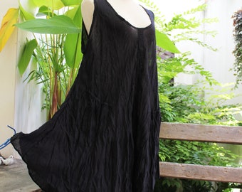 L-XL Sleeveless Cotton Top/ Short Tunic - Black