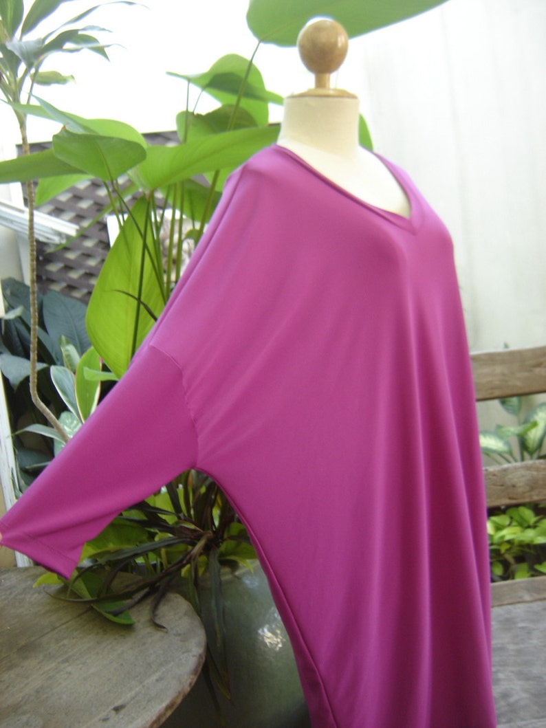 M-XL Soft Spandex V neck Comfy Tunic Violet image 4