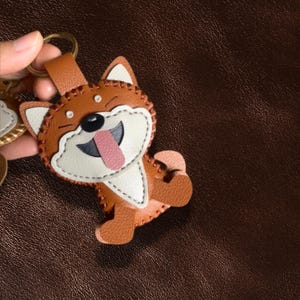 Bag Charm Shiba – Handmade Cute Leather Keyring, Dog Charm, Pet Lover Gift, Unique Handmade Charm, Dog Keyring