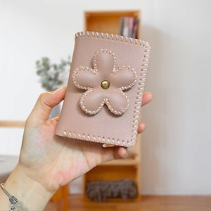 Portefeuille fleur 2 couleurs/Portefeuille fleur rouge/sac à main/porte-cartes minimaliste mignon/cadeau pour elle/cadeau d'anniversaire, portefeuille unique fleur fait main