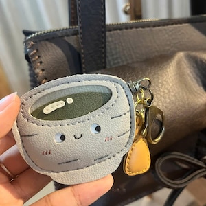 Handmade Matcha Tea Cup Keychain: Kawaii PU Leather Charm
