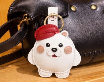 Little Beret Pup, Handcrafted Dog Keyring, Dog Bag Charm, Cute Dog