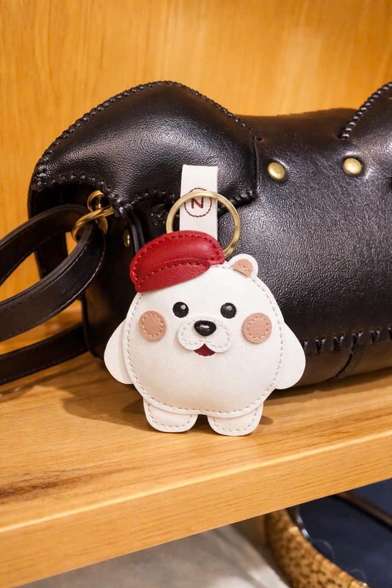 Little Beret Pup, Handcrafted Dog Keyring, Dog Bag Charm, Cute Dog