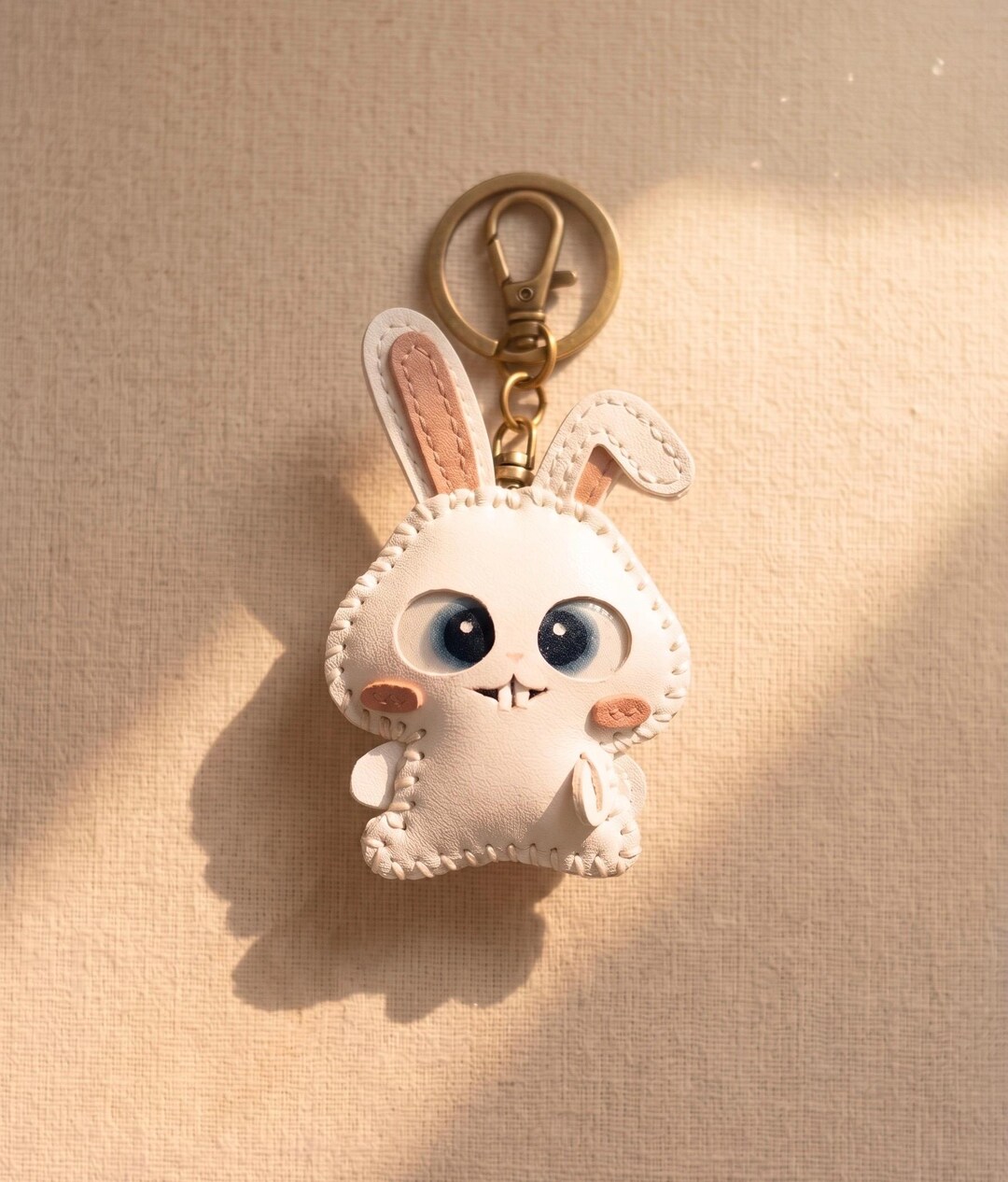 Cute Rabbit Keychains Adorable Rabbit Leather Charm, Cute Animal Purse Accessory, White Bunny ...