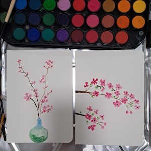 Lot de 2 cartes de voeux florales toutes occasions aquarelles faites main