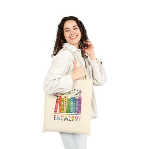 Book Lover&#39;s Equality Tote Bag | Canvas Bag, Eco-Friendly Shopper, Gift for Readers, Library Tote, Pride Accessory